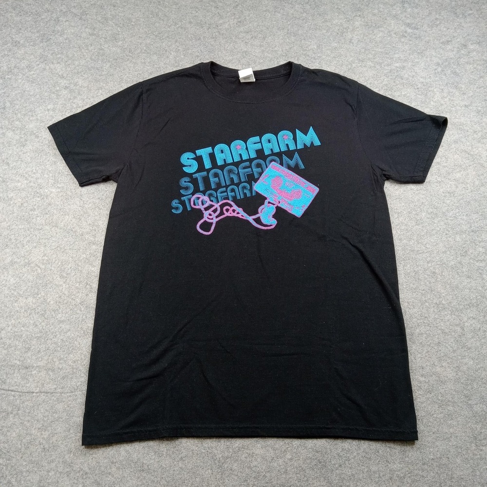 Starfarm Shirt Mens Large Black Cassette Graphic Tee Retro Music Fest Merch